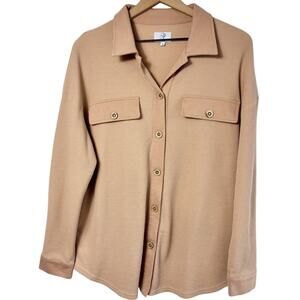 PLM WAFFLE KNOT LIGHT BEIGE BROWN WOMEN LONG SLEEVE SIZE MEDIUM